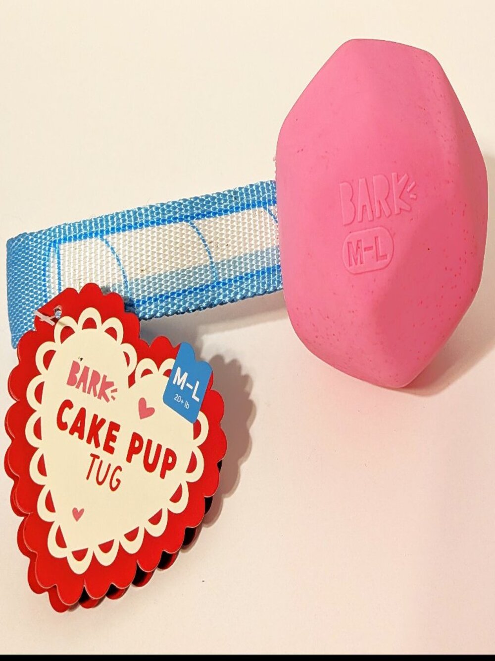 Barkbox Cake Pup Tug Pink Cake Pop Super Chewer Dog Toy M-L 20 lbs BRAND NEW